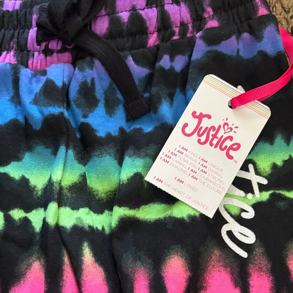 Justice Black Multicolor Tie-Dye Joggers